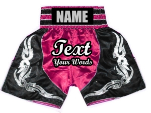 Custom Boxing Shorts : KNBSH-024-DarkPink-Black