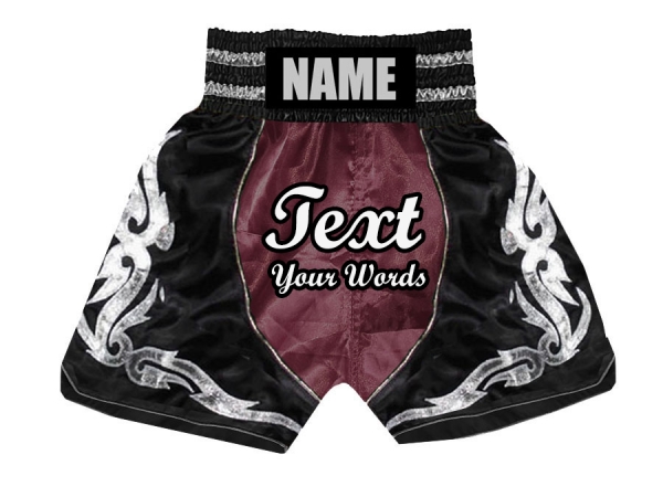 Custom Boxing Shorts : KNBSH-024-Maroon-Black
