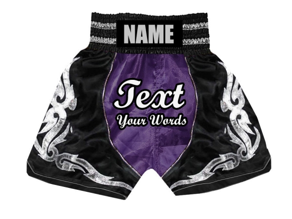 Custom Boxing Shorts : KNBSH-024-Purple-Black