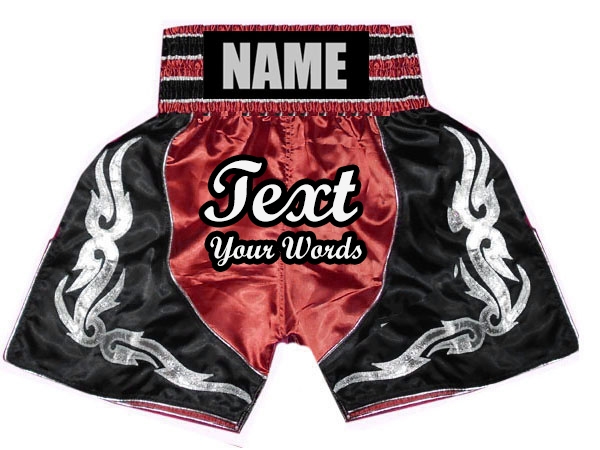 Custom Boxing Shorts : KNBSH-024-Red-Black