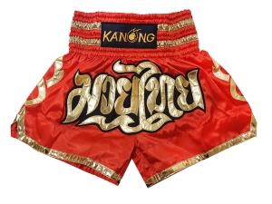 Kanong Kids Muay Thai Kick Boxing Shorts : KNS-121-Red