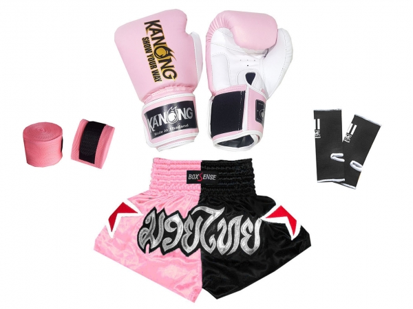 Complete Muay Thai Product Set for Kids : Light Pink