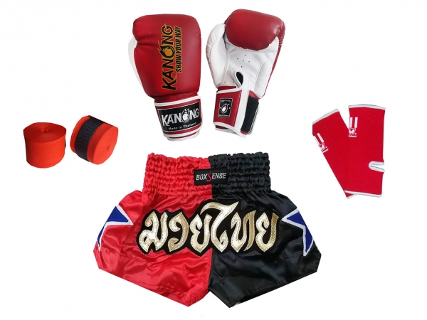 Kids Muay Thai Bundle set Boxing Kits : Red