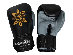 Kanong Real Leather Boxing Gloves : Black/Grey