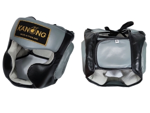 Kanong Professional Real Leather Head Gear : Black/Grey