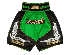 Design Boxing Shorts with Name : KNBXCUST-2035-Green-Black