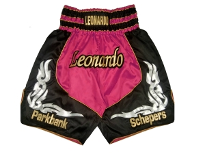 Design Boxing Shorts with Name : KNBXCUST-2035-Pink-Black