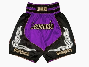 Design Boxing Shorts with Name : KNBXCUST-2035-Purple-Black