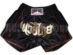 Lumpinee Retro Muay Thai Fight Shorts : LUMRTO-003-Black