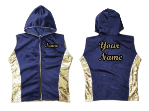 Kanong Custom Boxing Hoodies / Walk in Hoodies : Navy/Gold