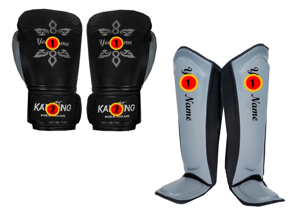 Personalize Custom Muay Thai Gloves + Shin Pads
