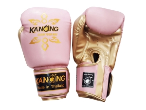 Kanong Kids Training Pink Boxing Gloves : "Thai Power" Pink/Gold