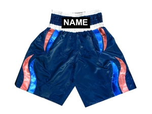 Custom Boxing Trunks with Name : KNBSH-028-Navy