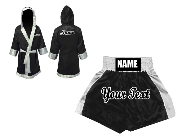 Customize Boxing Gown and Boxing Shorts Kit : Black