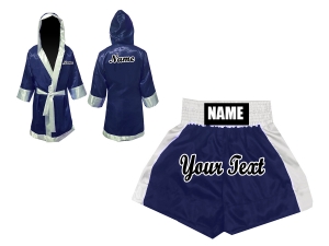 Custom Fight Robe and Boxing Short Set : Navy