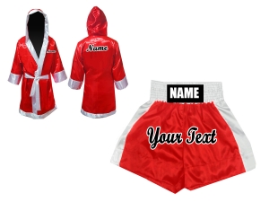 Muay Thai Bundle - Custom Muay Thai Boxing Robe + Muay Thai Shorts :  Set-134-Robe-Navy