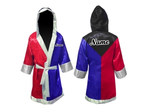 Kanong Custom Boxing costume, Boxing Robe : Black-Blue-Red