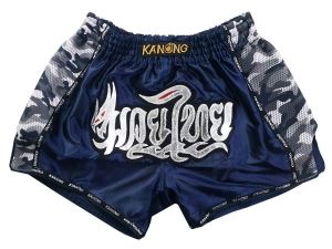 Kanong Retro Muay Thai Kick Boxing Shorts : KNSRTO-231-Navy