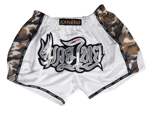 Kanong Retro Muay Thai Shorts : KNSRTO-231-White