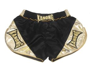 Kanong Retro Muay Thai Shorts : KNSRTO-201-Black-Gold