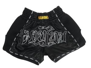 Kanong Retro Muay Thai Shorts : KNSRTO-206-Black