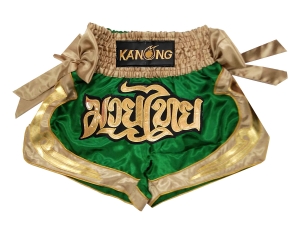 Kanong Muay Thai Kick Boxing Shorts with ribbons : KNS-132-Green